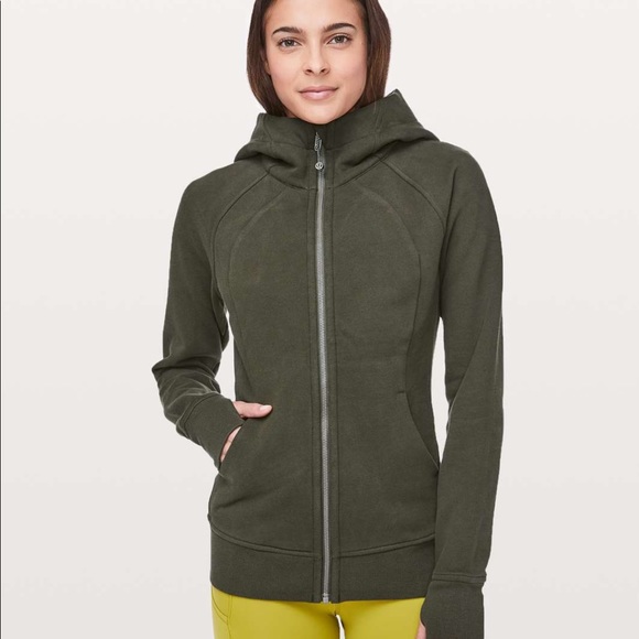 lululemon athletica Tops - Dark Olive Green Scuba Hoodie Size 10